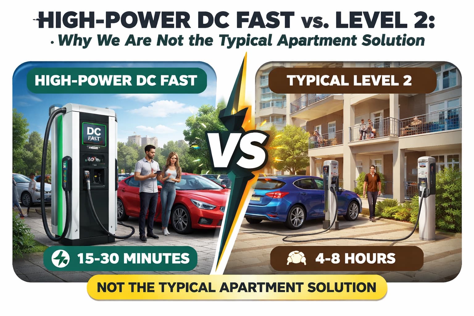High-Power DC Fast vs. Level 2: Why Small Apartments Usually Do Not Fit