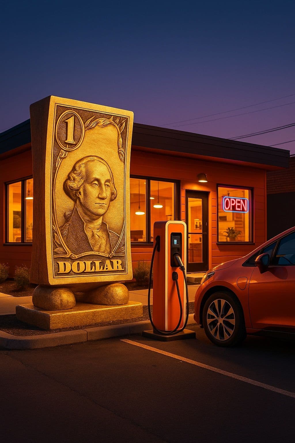 Commercial parking lot suited for EV charging